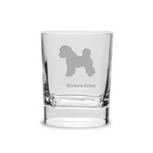 Bichon Frise Luigi Bormioli 11.75 oz Square Round Double Old Fashion Glass