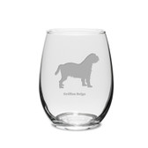 Griffon Beige Deep Etched 15 oz Stemless White Wine Glass