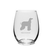 Afghan Greyhound Deep Etched 15 oz Stemless White Wine Glass