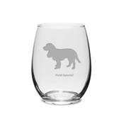 Field Spaniel Deep Etched 15 oz Stemless White Wine Glass