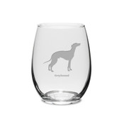 Greyhound Deep Etched 15 oz Stemless White Wine Glass