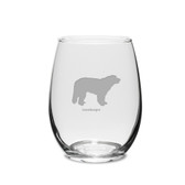 Leonberger Deep Etched 15 oz Stemless White Wine Glass