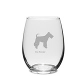 Fox Terrier Deep Etched 15 oz Stemless White Wine Glass