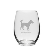 Jack Russel Terrier Deep Etched 15 oz Stemless White Wine Glass