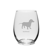 Dachshund Deep Etched 15 oz Stemless White Wine Glass