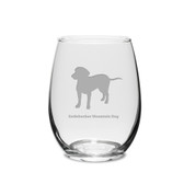 Entlebucher Mountain Dog Deep Etched 15 oz Stemless White Wine Glass