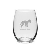 Bedlington Terrier Deep Etched 15 oz Stemless White Wine Glass