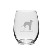 Scottish Deerhound Deep Etched 15 oz Stemless White Wine Glass