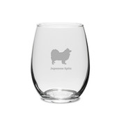 Japanese Spitz Deep Etched 15 oz Stemless White Wine Glass