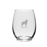 Schipperke Deep Etched 15 oz Stemless White Wine Glass
