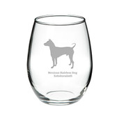 Mexican Hairless Dog Xoloitzcuintli Deep Etched Stemless Red Wine Glass