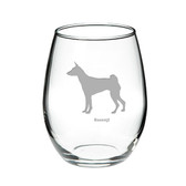 Basenji Deep Etched Stemless Red Wine Glass