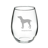Hungarian Vizsla Deep Etched Stemless Red Wine Glass