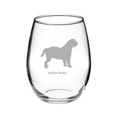 Griffon Beige Deep Etched Stemless Red Wine Glass