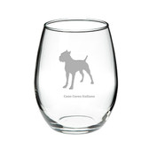 Cane Corso Italiano Deep Etched Stemless Red Wine Glass