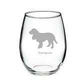 Field Spaniel Deep Etched Stemless Red Wine Glass