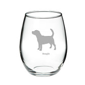 Beagle Deep Etched Stemless Red Wine Glass