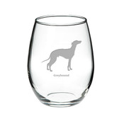 Greyhound Deep Etched Stemless Red Wine Glass