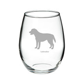 Labrador Deep Etched Stemless Red Wine Glass