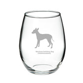 Mexican Hairless Dog Deep Etched Stemless Red Wine Glass