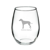 Rhodesian Ridgeback Deep Etched Stemless Red Wine Glass