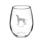 Weimaraner Deep Etched Stemless Red Wine Glass