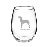 German Pinscher Deep Etched Stemless Red Wine Glass
