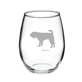 SharPei Deep Etched Stemless Red Wine Glass
