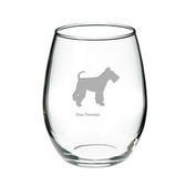 Fox Terrier Deep Etched Stemless Red Wine Glass