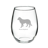 Tuvan Shepherd Deep Etched Stemless Red Wine Glass
