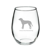 Greater Swiss Mountain Dog Deep Etched Stemless Red Wine Glass