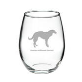 Russian Wolfhound (Borzol) Deep Etched Stemless Red Wine Glass