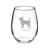 Chihuahua Deep Etched Stemless Red Wine Glass
