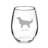 Golden Retriever Deep Etched Stemless Red Wine Glass