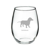Dachshund Deep Etched Stemless Red Wine Glass