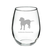 Entlebucher Mountain Dog Deep Etched Stemless Red Wine Glass
