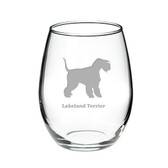 Lakeland Terrier Deep Etched Stemless Red Wine Glass