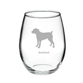 Boerboel Deep Etched Stemless Red Wine Glass