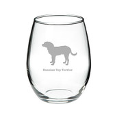 Russian Toy Terrier Deep Etched Stemless Red Wine Glass