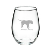 American Bulldog Deep Etched Stemless Red Wine Glass