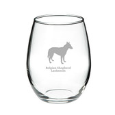 Belgian Shepherd Laekenois Deep Etched Stemless Red Wine Glass