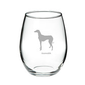 Azawakh Deep Etched Stemless Red Wine Glass