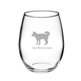 East Siberian Laika Deep Etched Stemless Red Wine Glass