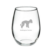 Bedlington Terrier Deep Etched Stemless Red Wine Glass