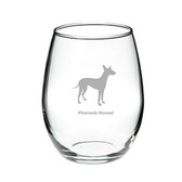 Pharaoh Hound Deep Etched Stemless Red Wine Glass