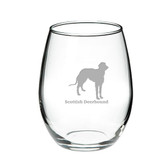 Scottish Deerhound Deep Etched Stemless Red Wine Glass