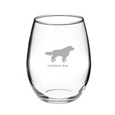 Landseer Dog Deep Etched Stemless Red Wine Glass