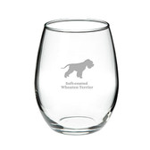 Soft-Coated Wheaten Terrier Deep Etched Stemless Red Wine Glass