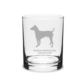 Mexican Hairless Dog Xoloitzcuintli Deep Etched 14 oz Classic Double Old Fashion Glass