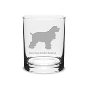 American Cocker Spaniel Deep Etched 14 oz Classic Double Old Fashion Glass